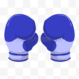 手绘蓝色的拳击手套