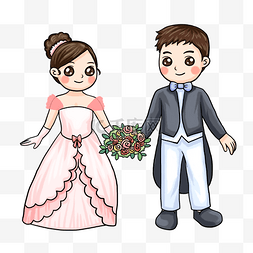 中西式新郎新娘婚礼插画