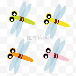 可爱卡通黄色蜻蜓图片_卡通蜻蜓元素下载