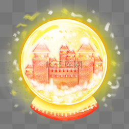 梦幻世界水晶球城堡手绘插画