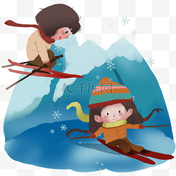 塞北飞雪图片_小寒儿童滑雪冬季儿插图