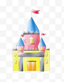 卡通红旗房子图片_手绘卡通城堡插画