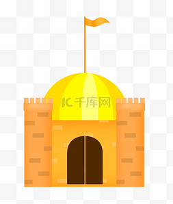 黄色小旗图片_黄色城堡建筑