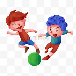 小孩子踢足球插画