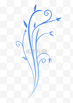 欧式植物图片_蓝色欧式花纹插画
