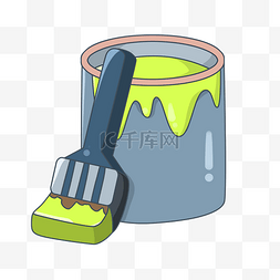 油漆桶白桶图片_卡通绿色油漆桶插画