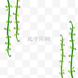 水彩绘花朵植物图片_卡通绿色植物藤蔓