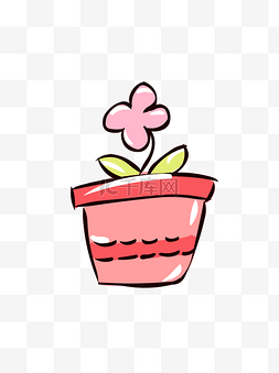 简笔画植物可爱图片_手绘花简笔画风格可爱卡通粉红色