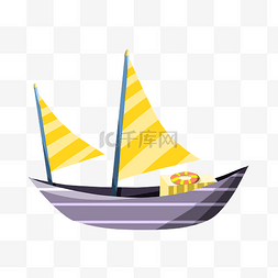 手绘黄色帆船插画