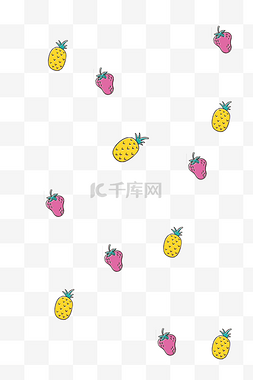 创意草莓海报元素图片_手绘清爽草莓菠萝漂浮素材