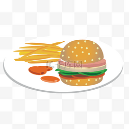 热狗汉堡卡通图片_汉堡套餐造型元素