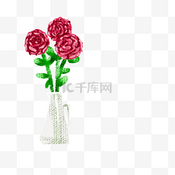 创意盆栽绿植图片_卡通红色花朵下载