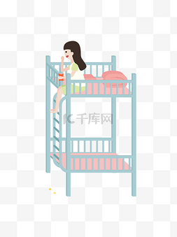 小雏菊宿舍图片_小清新睡在上铺的小女孩可商用元