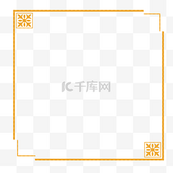 几何科技感渐变图片_橙黄色渐变几何边框中国风