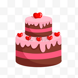 双层红色图片_双层爱心蛋糕插画