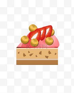 草莓蛋糕插画图片_三角形草莓蛋糕插画
