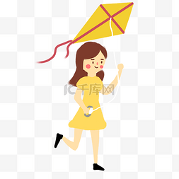 风筝节素材图片_可爱的女生在放风筝