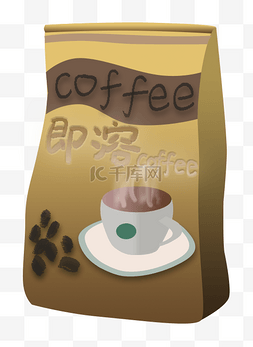 咖啡豆字母图片_黄色袋子咖啡豆插图