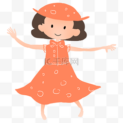 创意帽子插画图片_彩色手绘可爱穿裙子的女士元素