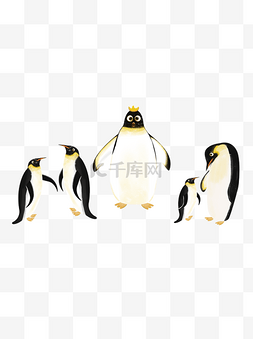 卡通一群动物图片_卡通一群企鹅冬季动物设计