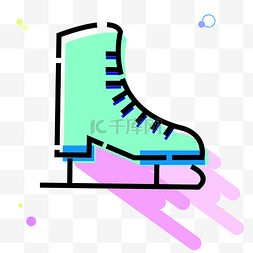 冬季滑冰鞋图片_手绘MBE风格滑冰鞋插画