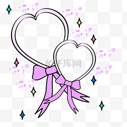手绘紫色蝴蝶结爱心边框