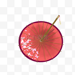 彩色油纸伞图片_日本红色樱花雨伞