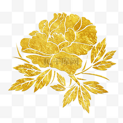 牡丹烫金金色图片_中国风传统烫金鲜花花纹装饰图之