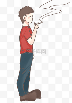 男抽烟图片_红衣男吸烟