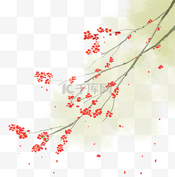 冬日梅花红梅花瓣免扣