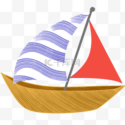 手绘可爱的帆船
