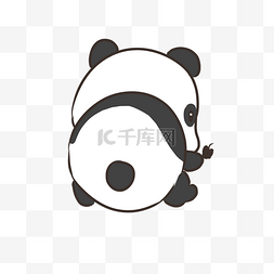 竹子黑白手绘图片_手绘保护动物熊猫