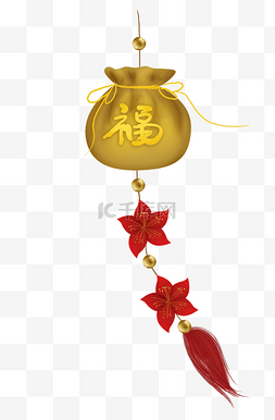 新年元宵节金色福袋挂饰