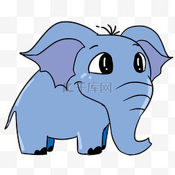 手绘蓝色大象插画