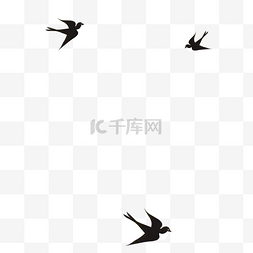 可修改图片_黑白矢量飞翔的卡通燕子