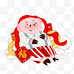 手绘卡通猪猪元素图片_2019猪年春节装饰元素