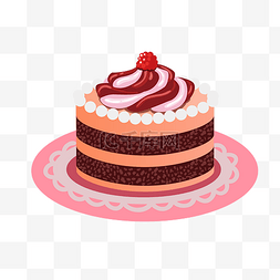 卡通蛋糕草莓图片_矢量手绘卡通蛋糕