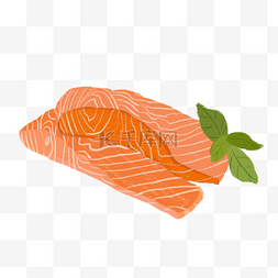 料理插画图片_手绘插画风格的两片三文鱼