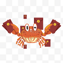 红包的大螃蟹手绘设计