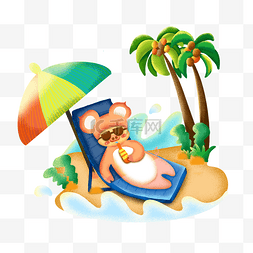 躺在沙滩上图片_ 躺在沙滩椅上的小猪