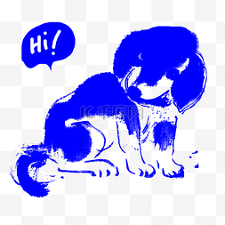 卡通小狗png图图片_卡通蓝色的小狗免抠图