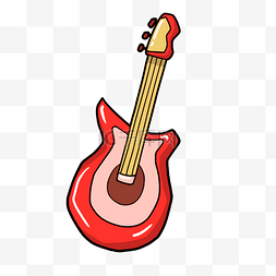 时尚乐器图片_卡通红色吉他乐器