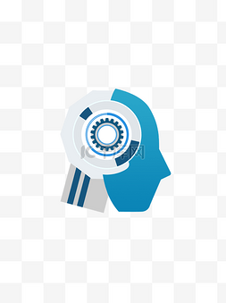 蓝色科技大脑图片_人工智能蓝色科技机械齿轮AI大脑