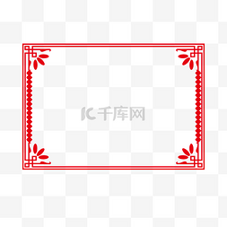 红色古典中式花纹边框图片_矢量手绘中式边框