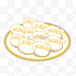 一盘热腾腾的饺子图片_卡通白色饺子画布
