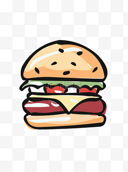 食物元素手绘可爱卡通美食汉堡