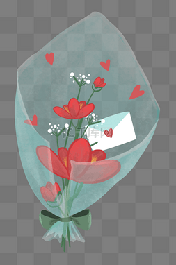 红色花朵爱心图片_教师节鲜花感谢信手绘