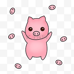 彩色手绘小猪