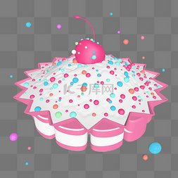 C4D粉色糖果风樱桃小蛋糕
