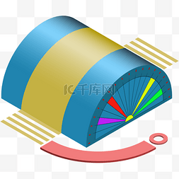 25d文具图片_2.5D卡通半圆尺矢量免抠PNG素材